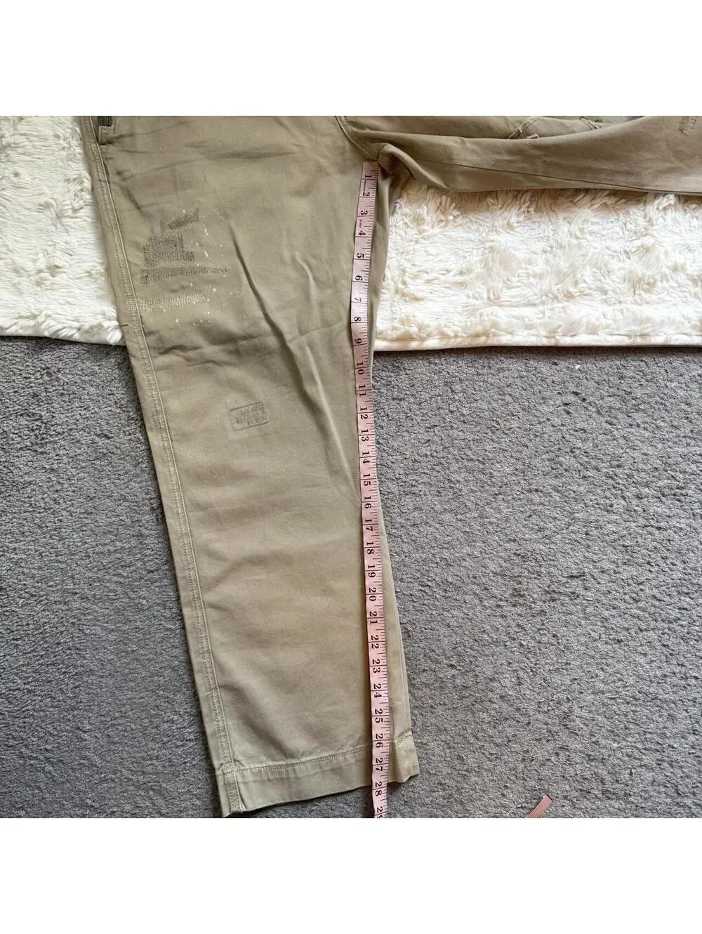 Polo Ralph Lauren Distressed Patchwork Paint Splatter Chino Pants Tan 36x30